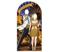STAR CUTOUTS Figurine en carton passe tête couple agent secret thème James bond avec pistolets - 193 cm Multicolors