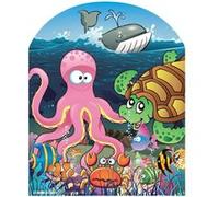 STAR CUTOUTS Figurine en carton passe tête fond marin 118 cm Bleu G