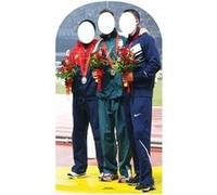 STAR CUTOUTS Figurine en carton passe tête Remise des médailles Olympique 3 Athlètes -Haut 175 cm Bleu G