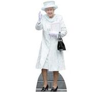 STAR CUTOUTS Figurine en carton Reine Elisabeth 2 d'Angleterre manteau et chapeau blancs - Haut 171 cm Blanc G
