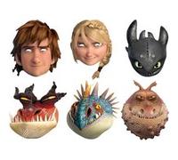 STAR CUTOUTS Lot de 6 Masques Dragon Dreamworks Multicolors