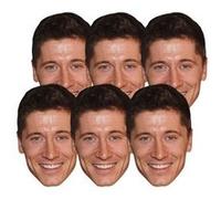 Masque en carton Paquet de 6 visages Footballeur Robert Lewandowski
