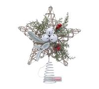 Star de Noël Baumspitze-Bechanting Poinsettia avec cloche | Décoration créative pour bureaux, à la maison, tables, rebords de fenêtre, fêtes, vitrines, célébrations d'hiver saisonnières, accents