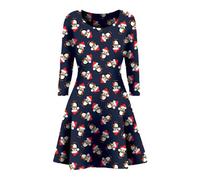 STAR FASHION Nouvelles Femmes Robe De Fête De Noël Bonhomme De Neige Robe Swing Nouveauté Imprimer Skater Robe De Noël Secret Santa Cadeau Dames Cadeaux De Noël Penguin Print 50-52