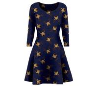 STAR FASHION Nouvelles Femmes Robe De Fête De Noël Bonhomme De Neige Robe Swing Nouveauté Imprimer Skater Robe De Noël Secret Santa Cadeau Dames Cadeaux De Noël Rudolf 34-36