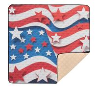 Star - Grand tapis de jeu antidérapant avec motif drapeau rayé 3D pour intérieur et extérieur, résistant à l'eau, pour bébé, tout-petit, 127 x 127 cm