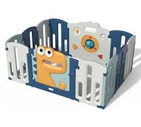 Star ibaby XL Dinosaurus Box. Parc pour enfants pour garçons et filles avec panneau de jeu et plusieurs options de montage. Couleur Bleu/Gris