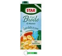 Star Il Mio Brodo di Manzo Lot de 18 bouillons liquides prêts à l'emploi, 100 % naturel, sans conservateurs, sans gluten, 18 x 1 l + porte-clés gratuit