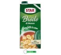 Star Il Mio Brodo Manzo Lot de 4 bouillons liquides prêts à l'emploi, 100 % naturel, sans conservateurs, sans gluten, sans Beni Culinari et porte-clés gratuit