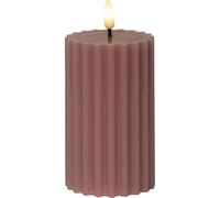 Star LED - Bougie pilier en cire véritable - Avec minuterie - 7,5 x 15 cm - Vieux rose