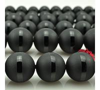 STAR LOONG Perles Agata rondes noires mates de 10 mm pour la fabrication de | Lot de 33 perles en pierre précieuse naturelle de 10 mm - Pierre d'énergie et de guérison - Pour bracelet et collier