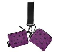 Star Lot de 2 portefeuilles doubles pour femme avec dragonne et porte-clés Noir/violet, Étoile noire violette, 1 size, Décontracté