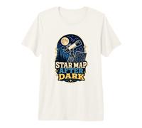 Star Map After Dark Télescope Lune T-Shirt Haut de Gamme