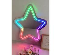 Star Mirror RGB Neon Sign Mirror - Décoration de mariage Lumière d'art mural pour chambre Salon Dressing Room Décorations de fête