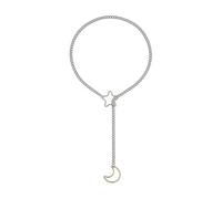 Star Moon Collier lariat cubain réglable pour les femmes Aimer Anneaux en forme de cœur Punk Rock Chaîne Accessoires de bijoux Quotidien Un Lariat réglable, taille unique, Comme décrit, Comme décrit
