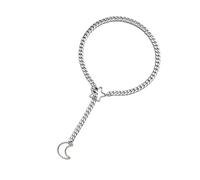 Star Moon Collier lariat cubain réglable pour les femmes Aimer Anneaux en forme de cœur Punk Rock Chaîne Accessoires de bijoux Quotidien Un Lariat réglable, taille unique, Comme décrit, Comme décrit