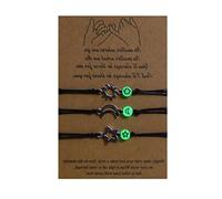 Star Moon Sun Bracelets de l'amitié Bracelets de perles lumineuses en corde tissée pour femmes et adolescentes