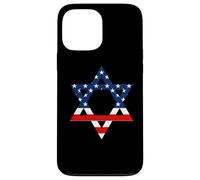 Star of David Jewish US Flag Half Jew Purim Love Israel Gift Coque pour iPhone 13 Pro Max