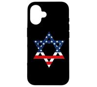 Star of David Jewish US Flag Half Jew Purim Love Israel Gift Coque pour iPhone 16