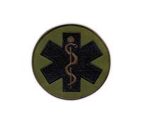 Star of Life - Petit 6,3 cm - Croix ambulancière - Olive, Subdued - Dos magnétique - Patch brodé / Badge / Emblème