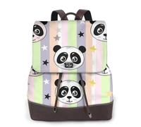 Star Panda Head Sac à dos de voyage tendance pour femme, sac à dos décontracté, sac à dos en cuir imprimé pour femme pour le travail