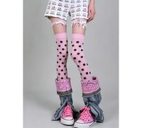 STAR RIVER 1 paire de chaussettes hautes rétro Y2K Spice Girl à pois, bas imprimés élégants et polyvalents, rentrée scolaire Taille UniqueTissu tricoté