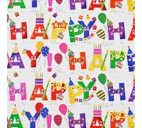 Star - Rouleau de papier cadeau - 70 cm x 2 m - Happy Birthday avec ballons et décoration de fête - Multicolore joyeux