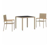 STAR SALE® Ensemble Table avec chaises jardin (3 pcs) - ANTI-UV - Beige polyrotin 90x90x75 cm T73