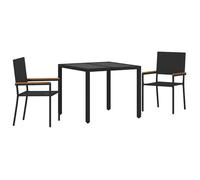 STAR SALE® Ensemble Table avec chaises jardin (3 pcs) - ANTI-UV - Noir polyrotin 90x90x75 cm T71