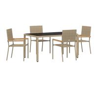 STAR SALE® Ensemble Table avec chaises jardin (5 pcs) - ANTI-UV - Beige polyrotin 150x90x75 cm T79