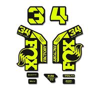 STAR SAM Autocollants compatibles avec fourche de vélo Fox 34 Factory Step Cast 2022 Jaune fluorescent 1 cm