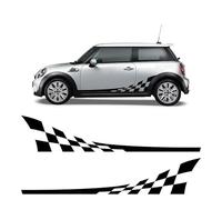 STAR SAM Autocollants pour voiture avec bandes latérales compatibles avec Mini Cooper - Bandes extérieures de voiture (carreaux, noir 070)