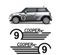 STAR SAM Autocollants pour voiture, bandes latérales compatibles avec Mini Cooper - Autocollants pour voiture extérieur, bandes. (Ailes 9, Anthracite 100)