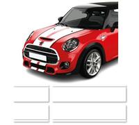 STAR SAM Autocollants pour voiture capot compatibles avec Mini Cooper - Bandes extérieures (double bande, argent 090)
