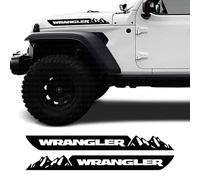 STAR SAM Stickers 4x4 pour voiture latérale compatibles avec Jeep Wrangler - Autocollants voiture extérieur sahara, overland, war machine et contour. (Montagnes, noir 070)