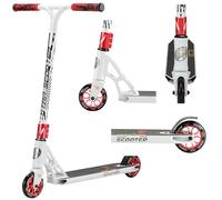 STAR SCOOTER Stunt Scooter Professionnel Trottinette Freestyle Enfant de 8 Ans | Patinette 110mm Aluminium avec HIC pour Professionnels | Blanc Rouge