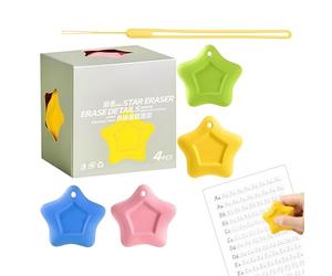 Star Shaped Pencil Erasers - Cute School Stationery Erasers, Colorful Writing Correction Tools | Creative Desk Supply Accessories Students Teachers Artists Drafters Classroom Studio, Multi Color Star