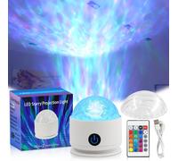 Star Sky Projector, Led Ocean Wave Projector, Double Effect Night Light Projector Aurora Boreale And Ocean Wave, 16 Light Effects, Remote Control, Rechargeable, Rotatable Aurora Projector