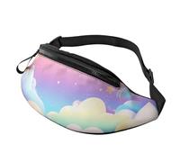 Star Sky Sac banane à taille réglable Bleu foncé Cosmos Sac à bandoulière imprimé Bleu Nuage Bleu Unisexe Sac banane pour amateurs de fitness Sac mains libres pour course à pied 14 x 35 cm, A12