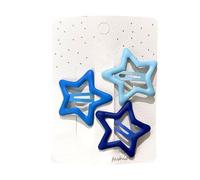 Star Snap Pinces à Cheveux Barrettes à Cheveux Étoiles Creuses Couleur Mixte Accessoires de Coiffure Mignons pour Femmes Dame Filles Matériau en Résine Plastique 3PCS (Bleue)