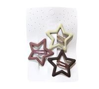 Star Snap Pinces à Cheveux Barrettes à Cheveux Étoiles Creuses Couleur Mixte Accessoires de Coiffure Mignons pour Femmes Dame Filles Matériau en Résine Plastique 3PCS (Brun)