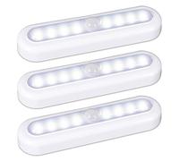 STAR-SPANGLED Lot de 3 18cm lampes à détecteur de mouvement pour l’intérieur, à coller, fonctionnement à piles, lumière LED sans fil pour armoire, escaliers, placard, cuisine, blanc froid