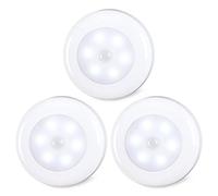 STAR-SPANGLED Lot de 3 lampes à détecteur de mouvement pour l’intérieur, à coller, fonctionnement à piles, lumière LED sans fil pour armoire, escaliers, placard, cuisine, blanc froid