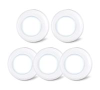 STAR-SPANGLED Lot de 5 petits spots LED tactiles, à coller, fonctionnement à piles, pour intérieur, placard, armoire, meuble de cuisine, blanc froid