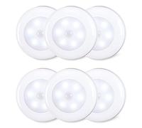 STAR-SPANGLED Lot de 6 lampes à détecteur de mouvement pour l’intérieur, à coller, fonctionnement à piles, lumière LED sans fil pour armoire, escaliers, placard, cuisine, blanc froid