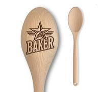 Star Spoon Baker Baking Off Winners Trophée Cadeau | Plusieurs designs disponibles | Prix du concours de pâtisserie et de cuisine | Cuillère en bois de hêtre massif gravée (Style 5)