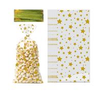 Star Theme Cookie Bags - Lot de 50 pièces, Candy Bags Star Pattern Treat Pouch with 60 Ties | Treat Pouch for Cookie Treats for Snake Christmas Halloween Candy Party Food Storage Bakery Baking