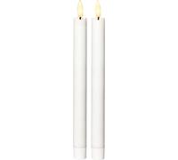 Star Trading Bougies LED blanches Lot de 2 Flamme 3D Timer Bougies bâton 25x2,1cm