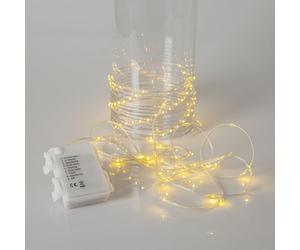 Star Trading Guirlande lumineuse DREWDROP-MICRO, 96 LED blanc chaud, 8 fonctions feux de circulation, câble transparent, longueur 7m, fonction batterie & minuterie, pour intérieur & extérieur