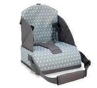 Asalvo Chaise haute de voyage Star Travel Chair, pliable, harnais de sécurité, poche intégrée, gris